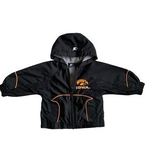 Starter Iowa Hawkeyes Football Black Windbreaker Coat embroidered Jacket 12M